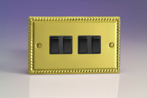 Varilight XG9B - 4-Gang 10A 1- or 2-Way Rocker Switch (Twin Plate)