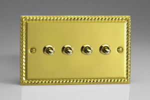 Varilight XGT9 - 4-Gang 10A 1- or 2-Way Toggle Switch (Twin Plate)