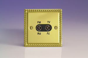 Varilight XGTVFMB - 2-Gang Diplex Socket, TV/FM
