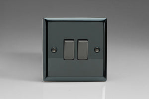 Varilight XI2D - 2-Gang 10A 1- or 2-Way Rocker Switch with Metal Rockers