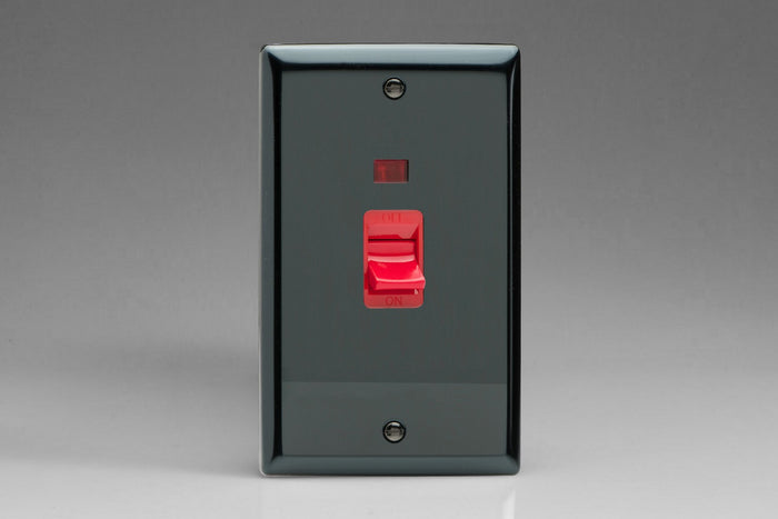 Varilight XI45N - 45A Cooker Switch + Neon (Vertical Twin Plate, Red Rocker)