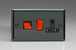Varilight XI45PB - 45A Cooker Panel with 13A Double Pole Switched Socket Outlet (Red Rocker)
