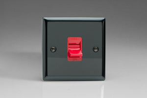 Varilight XI45S - 45A Cooker Switch (Single Plate, Red Rocker)