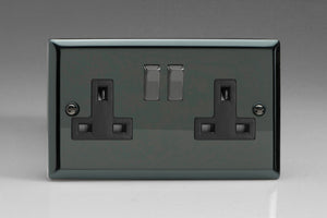 Varilight XI5DB - 2-Gang 13A Double Pole Switched Socket with Metal Rockers
