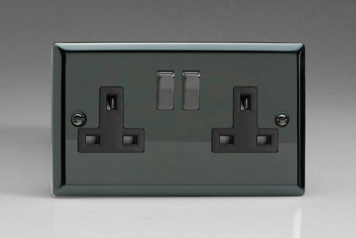 Varilight XI5DB - 2-Gang 13A Double Pole Switched Socket with Metal Rockers