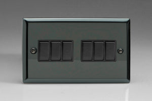 Varilight XI96B - 6-Gang 10A 1- or 2-Way Rocker Switch (Twin Plate)