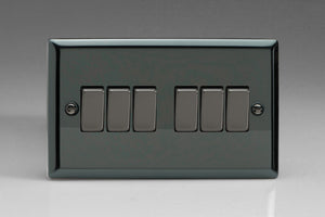 Varilight XI96D - 6-Gang 10A 1- or 2-Way Rocker Switch (Twin Plate) with Metal Rockers