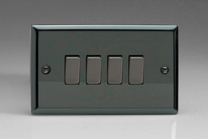 Varilight XI9D - 4-Gang 10A 1- or 2-Way Rocker Switch (Twin Plate) with Metal Rockers