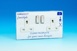 Varilight XIF5CW - 2-Gang 13A Double Pole Switched Socket with Metal Rockers