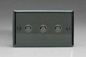 Varilight XIM3 - 3-Gang 6A 1-Way Push-to-Make Momentary Switch (Twin Plate)