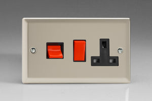Varilight XN45PB - 45A Cooker Panel with 13A Double Pole Switched Socket Outlet (Red Rocker)