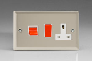 Varilight XN45PW - 45A Cooker Panel with 13A Double Pole Switched Socket Outlet (Red Rocker)