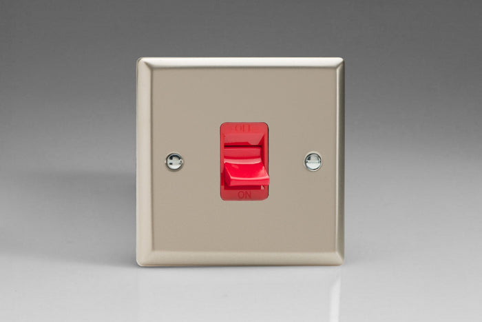 Varilight XN45S - 45A Cooker Switch (Single Plate, Red Rocker)