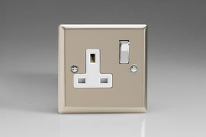 Varilight XN4DW - 1-Gang 13A Double Pole Switched Socket with Metal Rockers