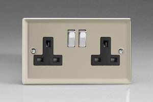 Varilight XN5DB - 2-Gang 13A Double Pole Switched Socket with Metal Rockers