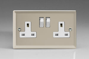 Varilight XN5DW - 2-Gang 13A Double Pole Switched Socket with Metal Rockers