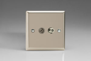 Varilight XN88S - 2-Gang TV Socket, Co-axial + F-Type Satellite