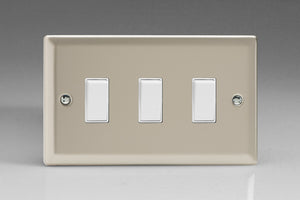 Varilight XN93W - 3-Gang 10A 1- or 2-Way Rocker Switch (Twin Plate)