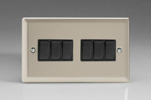 Varilight XN96B - 6-Gang 10A 1- or 2-Way Rocker Switch (Twin Plate)