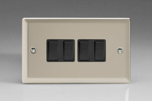 Varilight XN9B - 4-Gang 10A 1- or 2-Way Rocker Switch (Twin Plate)
