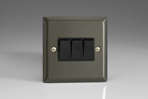 Varilight XP3B - 3-Gang 10A 1- or 2-Way Rocker Switch