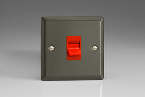 Varilight XP45S - 45A Cooker Switch (Single Plate, Red Rocker)