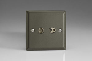 Varilight XP88S - 2-Gang TV Socket, Co-axial + F-Type Satellite