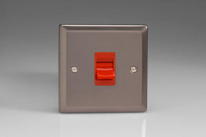 Varilight XR45S - 45A Cooker Switch (Single Plate, Red Rocker)