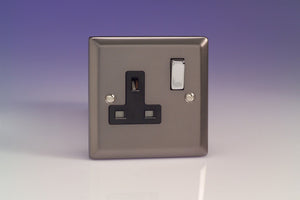 Varilight XR4DB - 1-Gang 13A Double Pole Switched Socket with Metal Rockers