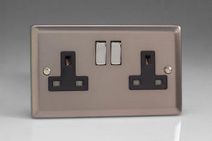 Varilight XR5DB - 2-Gang 13A Double Pole Switched Socket with Metal Rockers