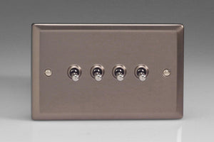 Varilight XRT9 - 4-Gang 10A 1- or 2-Way Toggle Switch (Twin Plate)