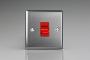 Varilight XT45S - 45A Cooker Switch (Single Plate, Red Rocker)
