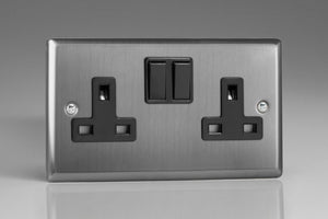 Varilight XT5B - 2-Gang 13A Double Pole Switched Socket