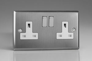 Varilight XT5DW - 2-Gang 13A Double Pole Switched Socket with Metal Rockers
