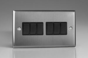 Varilight XT96B - 6-Gang 10A 1- or 2-Way Rocker Switch (Twin Plate)
