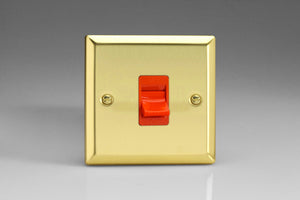 Varilight XV45S - 45A Cooker Switch (Single Plate, Red Rocker)