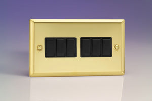Varilight XV96B - 6-Gang 10A 1- or 2-Way Rocker Switch (Twin Plate)