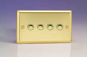 Varilight XVM4 - 4-Gang 6A 1-Way Push-to-Make Momentary Switch (Twin Plate)