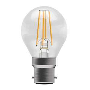 240 volt 4 watt B22d LED Filament Clear 2700k 470lms Dimmable Golfball - Bell - 05310 LED Filament Round - Dimmable Bell - The Lamp Company
