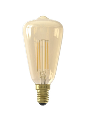 Calex 425400.1 - Calex LED Full Glass Filament Rustik Lamp 220-240V 4W 320lm E14 ST48, Gold 2100K Dimmable