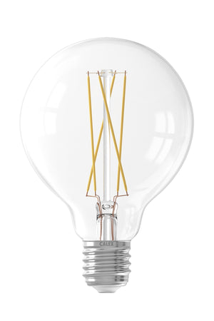 Calex 425466 - Calex LED Full Glass LongFilament Globe Lamp 220-240V 6W 500lm E27 G95, Clear 2300K Dimmable