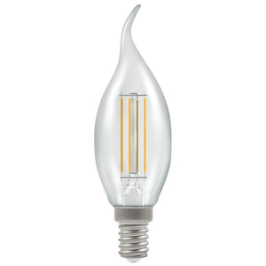 Crompton 12165 - LED Bent-Tip Candle Filament Clear • Dimmable • 5W • 2700K • SES-E14