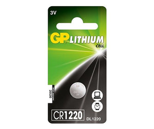 GP CR1220 3v lithium coin cell battery.