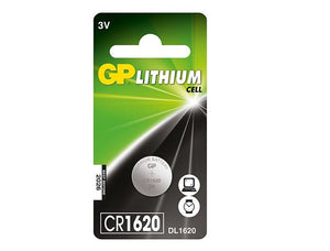 GP CR1620 3v lithium coin cell battery.