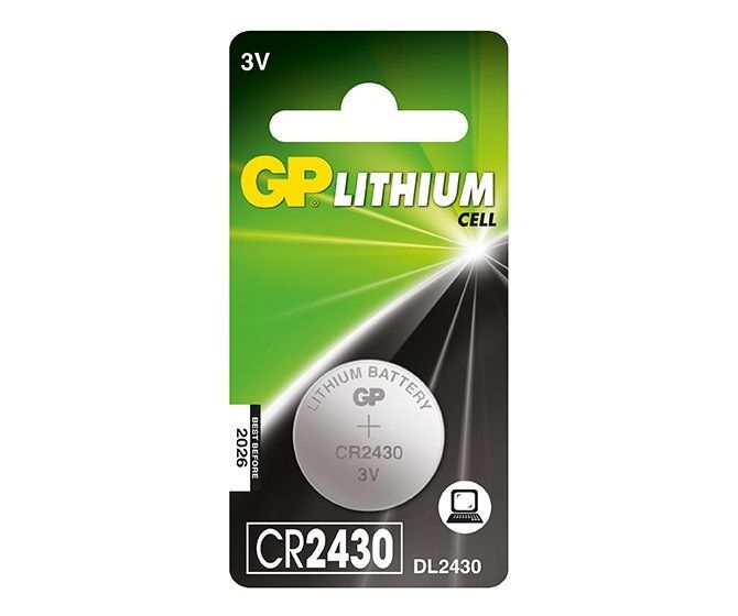 GP CR2430 3v lithium coin cell battery.