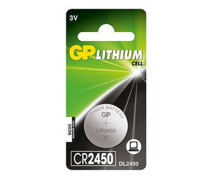GP CR2450 3v lithium coin cell battery.