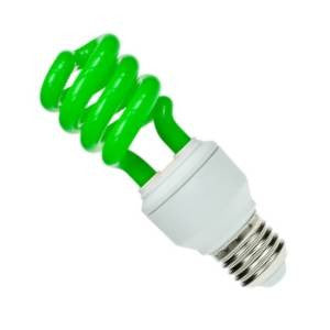 PLSP15ES-G - 240v 15w E27 Col:Green Elec Spiral Energy Saving Light Bulbs Other - The Lamp Company