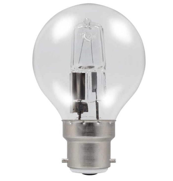 Casell GB28BC-H-CA - Golf Ball 28w Ba22d/BC 240v Clear Energy Saving Halogen Light Bulb