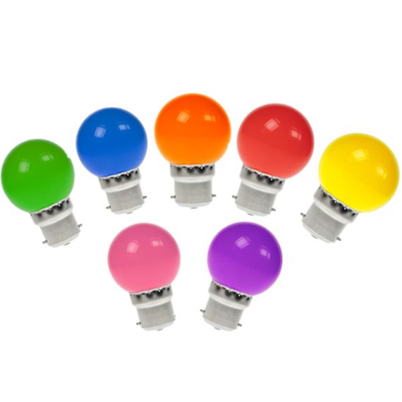 10 X MULTI-COLOURED BC GOLF BALL SHATTERPROOF LAMPS - FESTOON PACKAGE