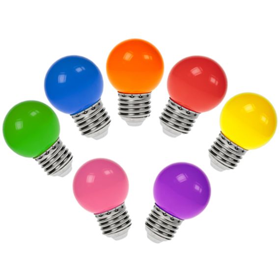10 X MULTI-COLOURED ES GOLF BALL SHATTERPROOF LAMPS - FESTOON PACKAGE